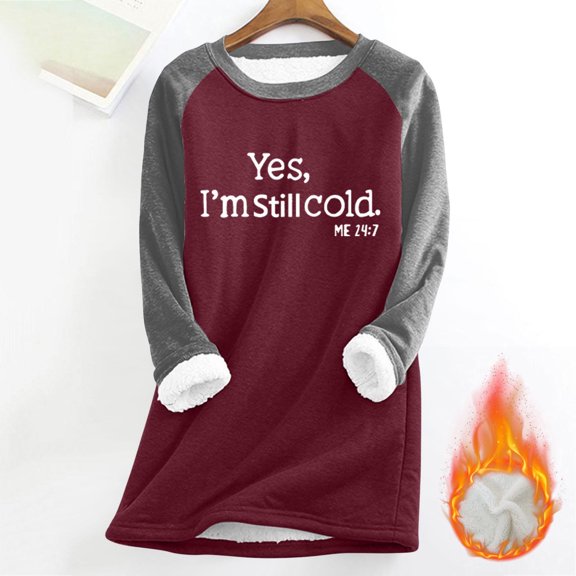 Xdegoge Fleece Sweatshirts for Women Vintage Funny Tops Letter Print Crewneck Sherpa Shirts Long Sleeve Warm Winter Sweatshirt Casual Thermal Fashion Shirt
