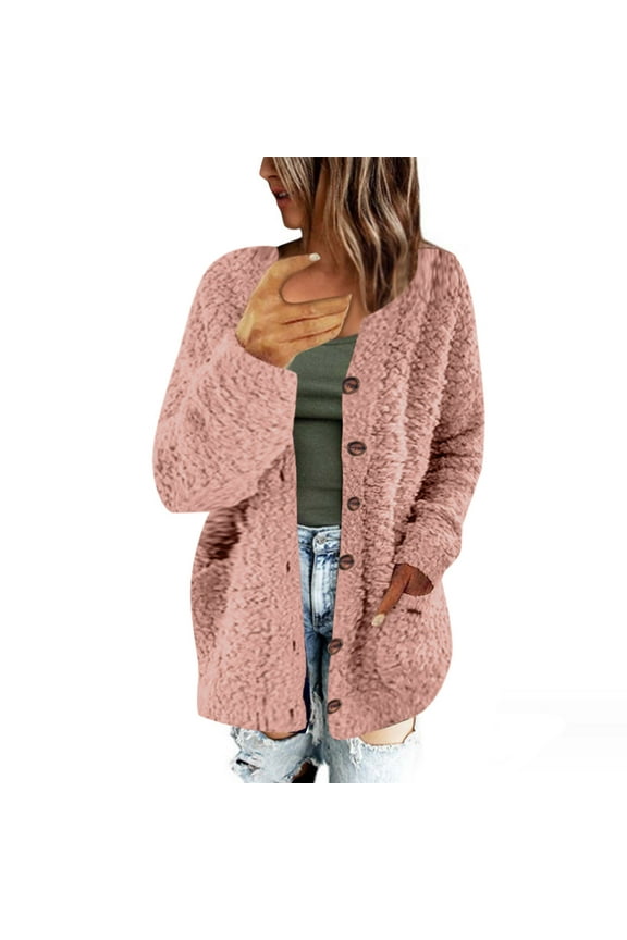 Fleece Winter Coats for Women Plus Size, S-5XL, Fuzzy Winter Fashion Thermal Comfy Open Front Cardigan Sweaters Sweatshirts Warm Cozy Long Sleeve Hooded Teedy Bear Jackets with Pockets