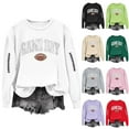 thumbnail image 1 of Xdegoge Football Sweatshirts for Women Game Day Letter Print Long Sleeve Casual Tops Crewneck Oversized Trendy Sweatshirt Loose Fit Lightweight Fall Fashion Clothes 2025, Green Xl, 1 of 4
