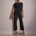 thumbnail image 1 of Xdegoge Formal Jumpsuits for Women Short Split Sleeve Capri Jumpsuits Crewneck Formal Solid Color Rompers Elegant Nightclub Party Dressy Clothing, 1 of 6