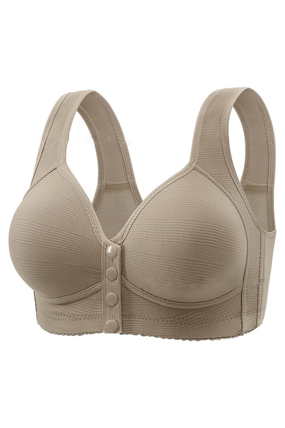 Front Closure Bras for Women Push Up No Underwire Cotton Full Coverage Bras Comfortable Seniors Plus Size Padded Bralettes Comfy High Support Everyday Bras Flash