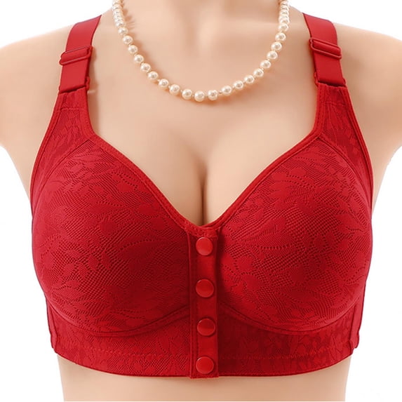 Xdegoge Front Closure Bras for Women No Underwire with Support and Lift Full Coverage Push Up Bralettes Adjustable Strap Breathable Wireless Everyday Bra
