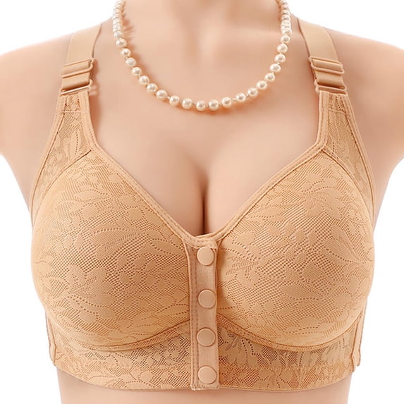 Xdegoge Front Closure Bras for Women No Underwire with Support and Lift Full Coverage Push Up Bralettes Adjustable Strap Breathable Wireless Everyday Bra