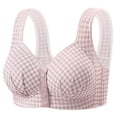 thumbnail image 1 of Xdegoge Front Closure Comfort Bra for Women Wirefree Support Bralette with Classic Gingham Plaid Pattern Wide Non-Slip Straps Full Coverage Breathable Daily Leisure Bra, 1 of 2