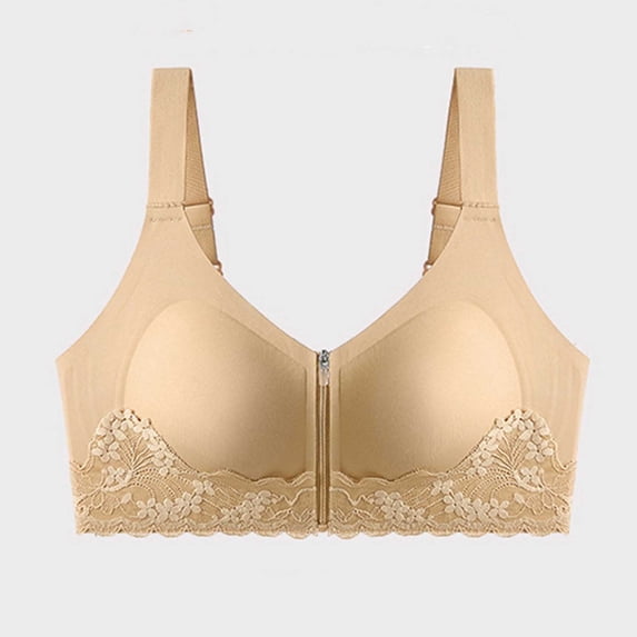 Xdegoge Front Closure Sports Bras for Women with Zipper High Impact Lifting Wireless Full Coverage Bralettes Lace Yoga Wirefree Breathable Comfort Running Bra