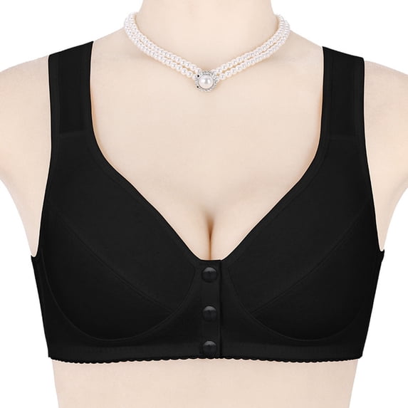 Xdegoge Front Snap Closure Bras for Women No Underwire Push Up Padded Bralettes Breathable Wireless Supportive Full Coverage Everyday Bra