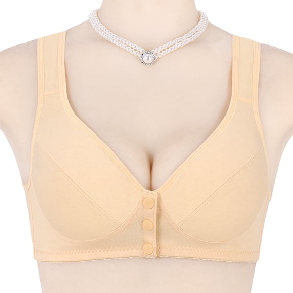 Xdegoge Front Snap Closure Bras for Women No Underwire Push Up Padded Bralettes Breathable Wireless Supportive Full Coverage Everyday Bra