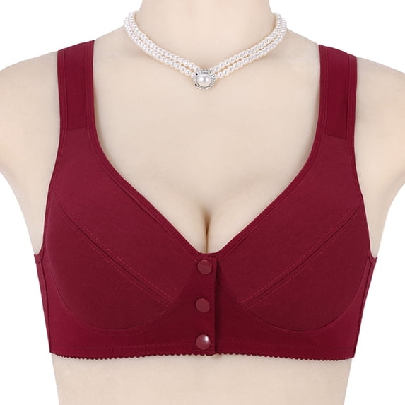 Xdegoge Front Snap Closure Bras for Women No Underwire Push Up Padded Bralettes Breathable Wireless Supportive Full Coverage Everyday Bra