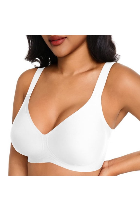 Full Coverage Wireless Bra for Women Smooth Minimizer Bra for Large Bust Unlined Non-Padded Comfort Bralette with Wide Side Smoothing Wings for Everyday Wear