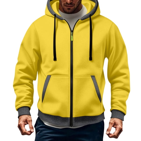 Xdegoge Full Zip Hooded Sweatshirts for Men Color Block Lightweight Athletic Jackets Casual Long Sleeve Activewear Gym Workout Track Tops with Pockets
