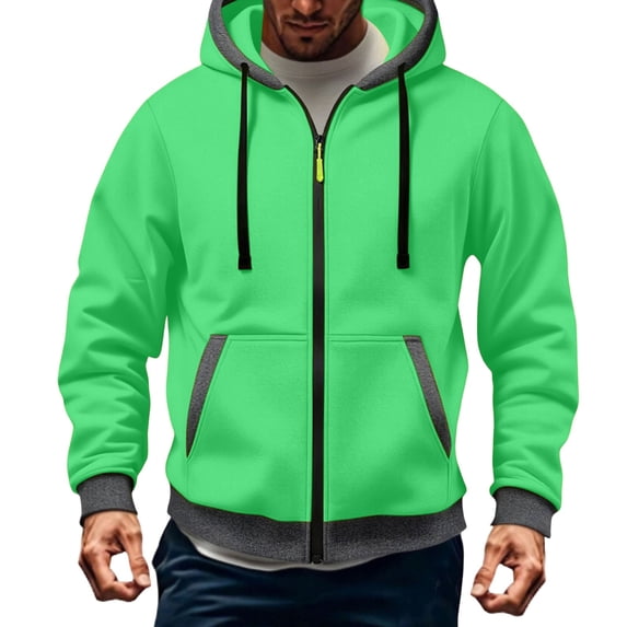 Xdegoge Full Zip Hooded Sweatshirts for Men Color Block Lightweight Athletic Jackets Casual Long Sleeve Activewear Gym Workout Track Tops with Pockets