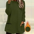 thumbnail image 1 of Xdegoge Fuzzy Fleece Long Sweatshirt for Women Thick Sherpa Crew Neck Long Sleeve Tops with Pocket Casual Loose Pullover Loungewear 2025 Winter Warm Outfits, 1 of 5