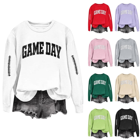 Xdegoge Game Day Shirts Women Football Graphic Sweatshirt Lightweight Long Sleeve Sweatshirts Casual Pullover Tops Tunic Loose Fit Crewneck Tshirts Shirts, Army Green S