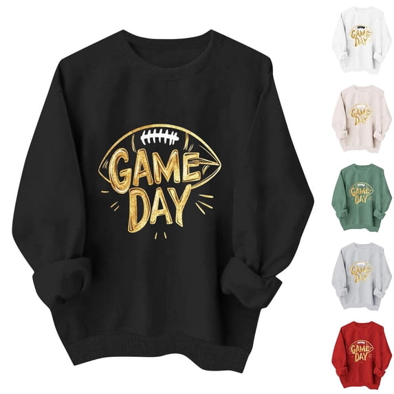 Xdegoge Game Day Sweatshirt Women Vantage Football Printed Pullover Casual Loose Long Sleeve Crewneck Top Fashion Football Fan Gear