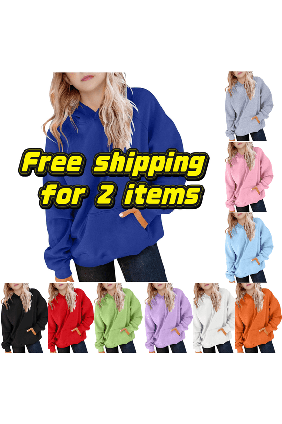 Girl Hoodies 7/8 Cute Oversized Hoodies Trendy Long Sleeve Hooded Sweatshirt Casual Loose Pullover Sweatshirts with Pockets Tween Girls Preppy Fall Winter Clothes Sudaderas Para NiñOs