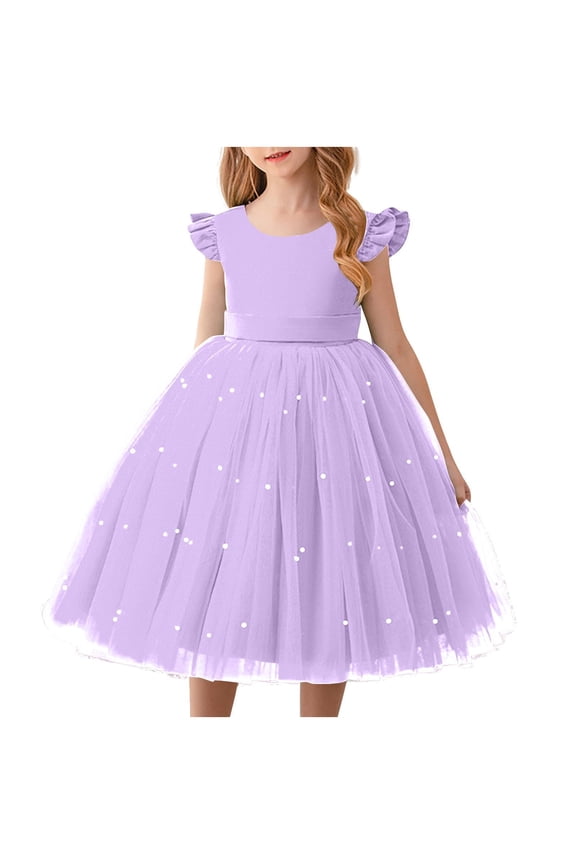 Girls Clothing Dresses for Girls 7-8 Puffy Tutu Sundress Ruffle Sleeve Double Fluffy Tiered Tulle Summer Dresses Wedding Birthday Party Princess Ball Gown Vestido Casual