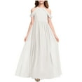 thumbnail image 1 of Xdegoge Girls Clothing Toddler Girl Dresses 2T 2025 off Shoulder Bridesmaid Dresses Long Chiffon Flower Girl Dress Formal Dress Teen Girls Wedding A-Line Chiffon Party Dresses, 1 of 5