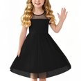 thumbnail image 1 of Xdegoge Girls Dresses Clearance Toddler Girls Dresses 4T Contrast Mesh Puff Short Sleeve Dress Kids High Waist A Line Casual Party Sundress Summer Flowing Tiered Layered Midi Dresses Vestidos Negros, 1 of 8