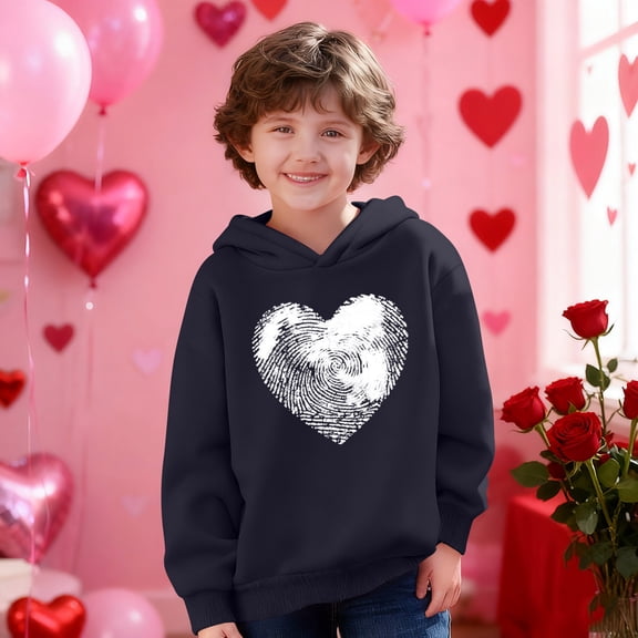 Xdegoge Girls Heart Hoodie Valentine’S Day Sweatshirt for Kids, Cozy Cotton Pullover Long Sleeve Hooded Hoodies