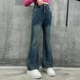thumbnail image 1 of Xdegoge Girls Jeans Size 10-12 Baggy Jeans Comfortable Straight Leg Pants Y2K Jeans Wide Leg Pants with Pockets Casual Holiday Denim Jeans Navy 10-12 Pantalones Vaqueros Para Niñas, 1 of 8