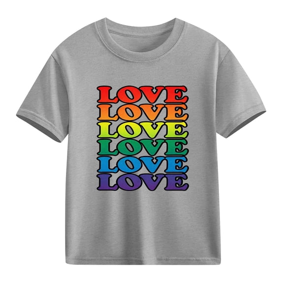Xdegoge Girls Kids Rainbow Love Print T-Shirt Vibrant Colorful Design Promotes Positivity Great for Everyday Wear or Special Events Toddler Baby Kids Tween Teen 3-10Y