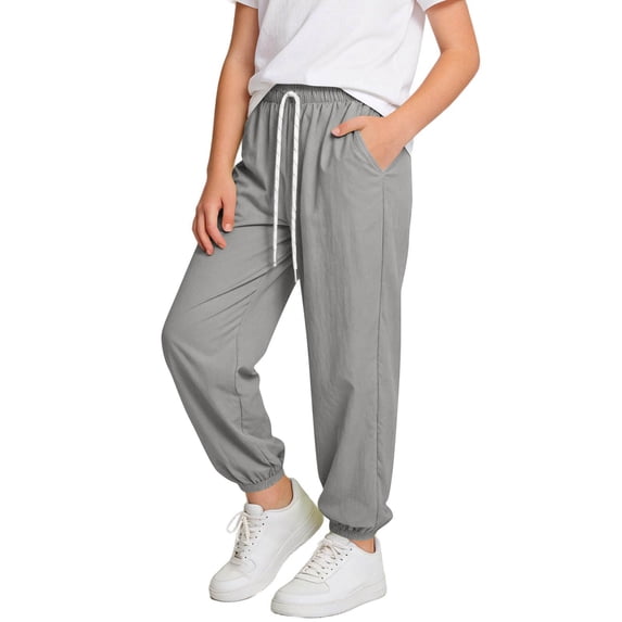 Xdegoge Girls Lightweight Jogger Pants Lightweight Elastic Waist Drawstring Casual Sweatpants with Pockets Workout Lounge Athletic Trousers for Kids