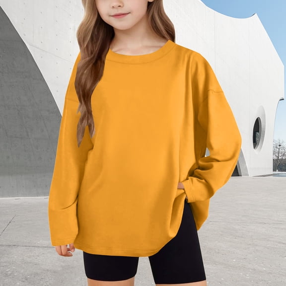 Xdegoge Girls Long Sleeve Tops Trendy Oversized Crewneck Sweatshirt Dressy Casual Teen Girl Clothes Tunic Shirts