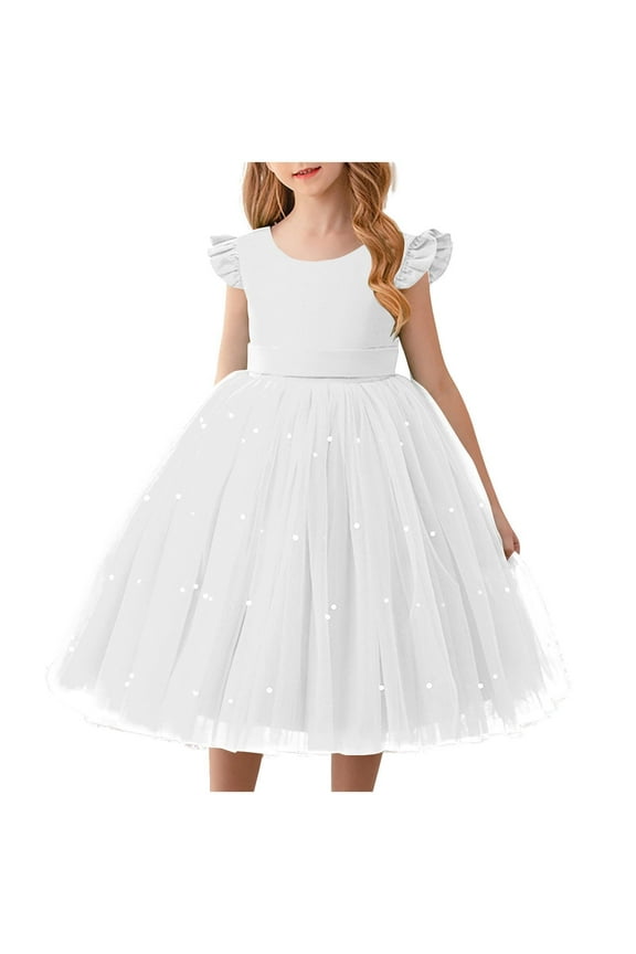 Girls Dresses Girl Dresses 5T Puffy Tutu Sundress Ruffle Sleeve Double Fluffy Tiered Tulle Summer Dresses Wedding Birthday Party Princess Ball Gown Vestidos Verdes Vestido Azul