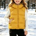 thumbnail image 1 of Xdegoge Girls Puffer Vest Zip Up Sleeveless Lightweight Warm Padded Hooded Jacket Fall Winter Drawstring Hem Fashion Outerwear with Pockets, 1 of 9