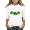 thumbnail image 1 of Xdegoge Girls St. Patrick's Day 3/4 Sleeve Shirts Kids Clover Tops Crew Neck T Shirt Toddler Holiday Party Cute Tops, 1 of 4