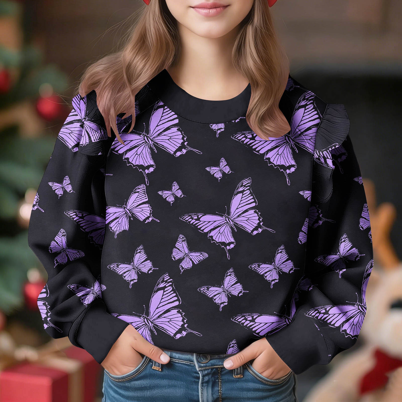 Sweatshirt Ruffles Xdegoge Girls Strawberry Print Sweatshirt with Ruffles, Playful All ...