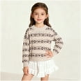 thumbnail image 1 of Xdegoge Girls Striped Knit Sweater Classic Crewneck Pullover Soft Comfy Long Sleeve Sweaters for Toddler, Kids & Teen (Ages 1-8), 1 of 7