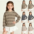 thumbnail image 1 of Xdegoge Girls Striped Knit Sweater Classic Crewneck Pullover Soft Comfy Long Sleeve Sweaters for Toddler, Kids & Teen (Ages 1-8), 1 of 7