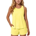 thumbnail image 1 of Xdegoge Girls Tankini Sets Scoop Neck Tank Top Boyshorts Bottom Two Piece Swimsuits Stretchy Quick Dry Fabric Solid Pattern Flattering Modest Athletic Beachwear, 1 of 7