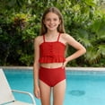 thumbnail image 1 of Xdegoge Girls Teen Swimsuits Two Pieces Swimsuit Ruffle Laceup Front Set Adjustable Straps Bikini Sets Cute Summer Holiday Outfits 2026, 1 of 9