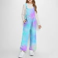 thumbnail image 1 of Xdegoge Girls Tie-Dye Overalls Jumpsuit Colorful Gradient Print Fleece Bibs Pants, Trendy Warm Winter Jumpsuits with Pockets, 1 of 8