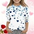 thumbnail image 1 of Xdegoge Girls Valentines Shirt 3/4 Sleeve Crew Neck Pullover Tops Toddler Heart Printed Fashion Tops Y2K Streetwear Tee Shirts, 1 of 5