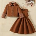 thumbnail image 1 of Xdegoge Girls Winter Clothes 2 Piece Coat and Dress Set Toddler Princess Dress Fashion Cute Solid Color Long Sleeve Trendy Fleece Jacket, Sizes 3-10 Years Cute Dresses for Kids, 1 of 9