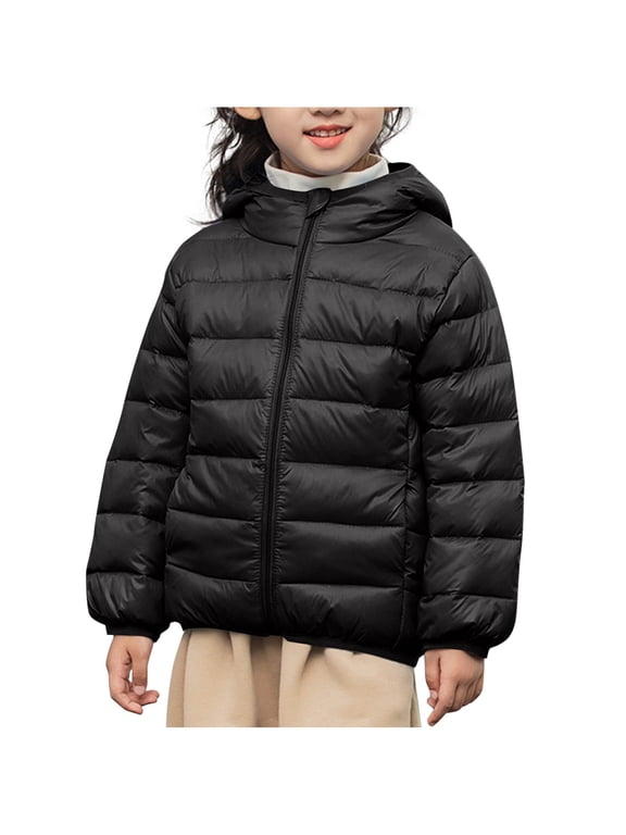 Maqroz Girls Winter Coat Size 6 Kids Boys Girls Lightweight Warm Puffer Jacket Packable Coat Down Cotton Winter Coats Zip Up Hooded Outwear with Pockets Windproof Thick Clothes Ropa Para Ninos