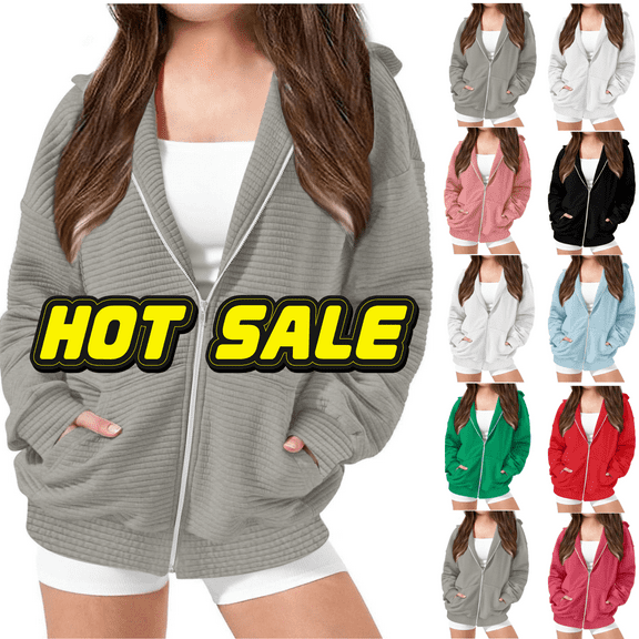 Xdegoge Girls Zip Up Hoodies Size 12-14 Cute Hoodies Trendy Preppy Hooded Sweatshirts Oversized Long Sleeve Shirt Loose Fit Fashion Fall Jackets with Pockets Preppy Clothes 2025 Sudaderas Para NiñOs