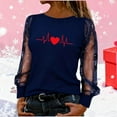 thumbnail image 1 of Xdegoge Going Out Tops for Women Mesh Long Sleeve Sheer Blouse Dressy Heart Graphic Cute Valentines Shirts Crewneck Lace Undershirt Holiday Party Night Outfit, 1 of 7