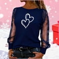 thumbnail image 1 of Xdegoge Going Out Tops for Women Mesh Long Sleeve Sheer Blouse Dressy Heart Graphic Cute Valentines Shirts Crewneck Lace Undershirt Holiday Party Night Outfit, 1 of 7