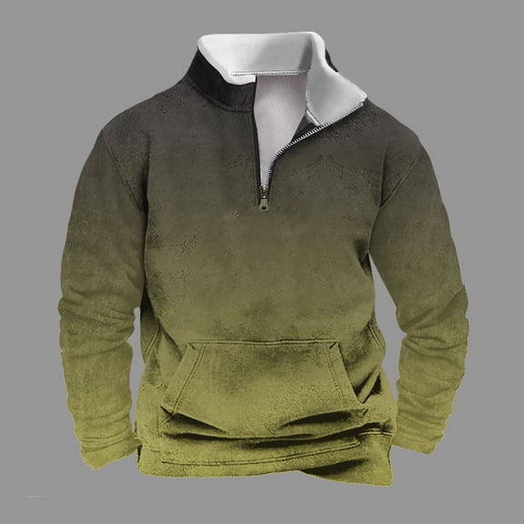 Xdegoge Graphic Hoodies for Men Streetwear Long Sleeve Crewneck Sweatshirts Long Sleeve Shirts Pullover Lightweight Jacket with Pocket SuéTer Para Hombre Army Green M