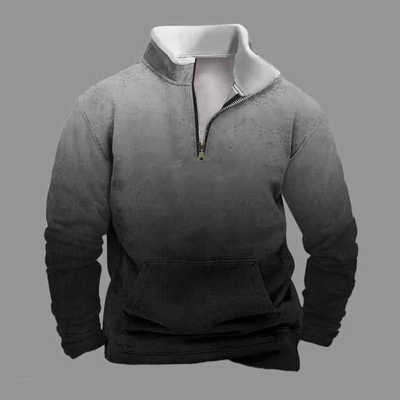 Xdegoge Graphic Hoodies for Men Streetwear Long Sleeve Crewneck Sweatshirts Long Sleeve Shirts Pullover Lightweight Jacket with Pocket SuéTer Para Hombre Dark Gray S