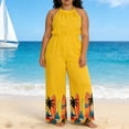 thumbnail image 1 of Xdegoge Halter Rompers for Women Elastic High Waist Straight Leg Pants Stylish Backless Summer Hawaiian Style Prints Beach Vacation Clothes, 1 of 6