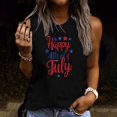 thumbnail image 1 of Xdegoge Happy 4th of July Stars Graphic Tank Top for Women Sleeveless Crewneck Patriotic Summer Casual Loose Fit Independence Day USA Flag Holiday Celebration Party Shirts Tops, 1 of 4