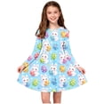 thumbnail image 1 of Xdegoge Happy Easter Dress for Kids Girls Cute Bunny Egg Basket Printed Tween Sundress Knee Length A Line Long Sleeve Spring Holiday Festival Outfit Casual School Party Wear for Teen, 1 of 7