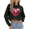 thumbnail image 1 of Xdegoge Heart Long Sleeve Sweatshirts for Women Cropped Hoodie with Sequin Heart Print Valentine's Day Sweatshirt, 1 of 6
