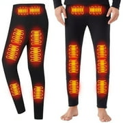 Xdegoge Heated Base Layer Pants for Men Women Rechargeable Heating Long Johns Thermal Underwear Sweatpants Winter Motorcycle Pants Warming Cold Weather Body Suit
