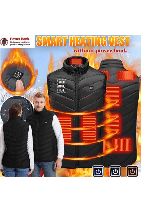 Heated Vest for Women Men Rechargeable Lightweight Electric Vests Zip Up Down Jackets Thermal No Battery Winter Jacket with Zipper Pockets (No Battery)